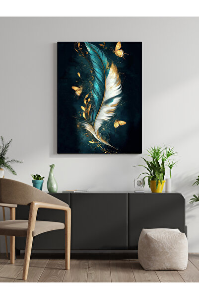 visdora Butterfly Detailed Feather Canvas Painting Home Office Kitchen Decora...