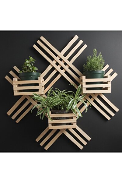 Ev dekka 60x60 cm Doğal Ahşap Çapraz Tasarım Duvar Rafı - Kahve ve Ham Ahşap ...