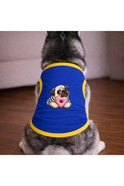 petite pati Blue Donut Dog Tshirt Dog Outfit (100% Cotton Combed Cotton) Smal...