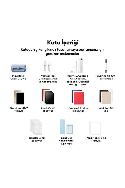 Cricut 2012185 JOY 2 BAŞLANGIÇ PAKETİ (Kesici Makine + Sarf Malzemeleri Paketi)
