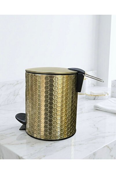Selim Luxury "honeycomb" design wastebasket in royal gold