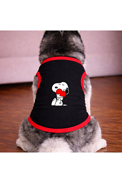 petite pati تي شيرت أسود للكلاب على شكل قلب (100% قطن ممشط قطن%) للسلالات الص...