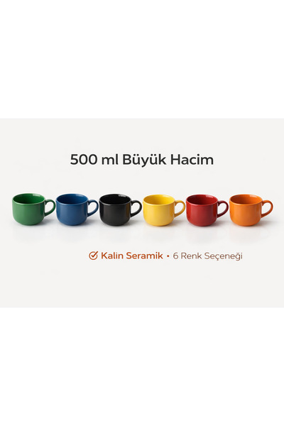 Alpi Evora Çorba & Kahve İçin Büyük Boy Seramik 500 ml Kupa