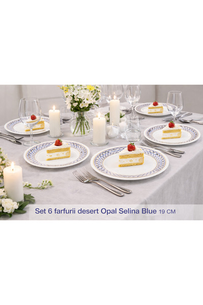 Selina SET OF 6 OPAL BLUE DESERT PLATES 19 CM