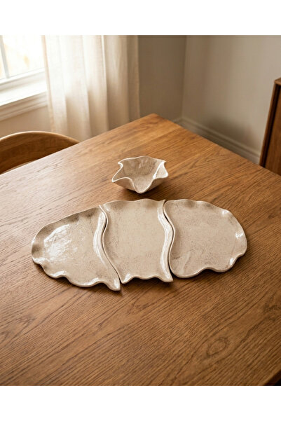 Arden Ceramic 4 Parça El Yapımı Seramik Kahvaltı Sunum Seti - Modern Organik ...
