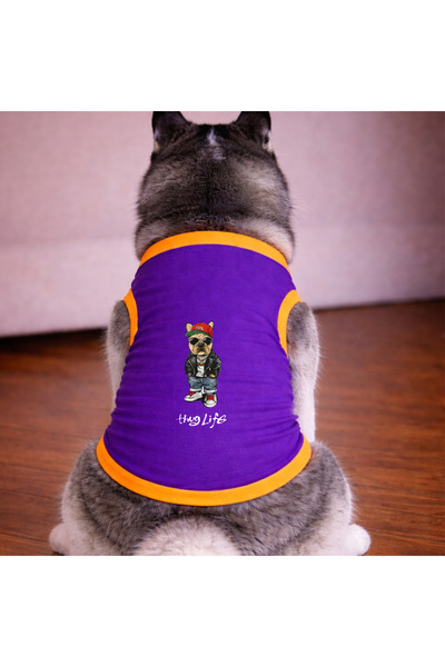 petite pati Purple Thug Life Dog Tshirt Dog Outfit (100% Cotton Combed Cotton...