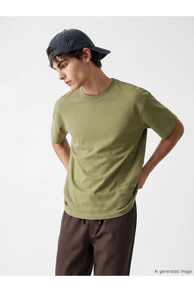 LC Waikiki Ανδρικό μπλουζάκι με στάμπα με πράσινο λαιμόκοψη