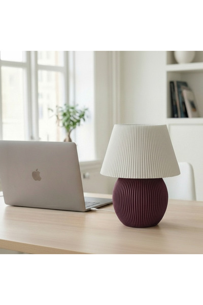 Morvia Mushroom Abajur Mor Beyaz – Modern Dekoratif Abajur