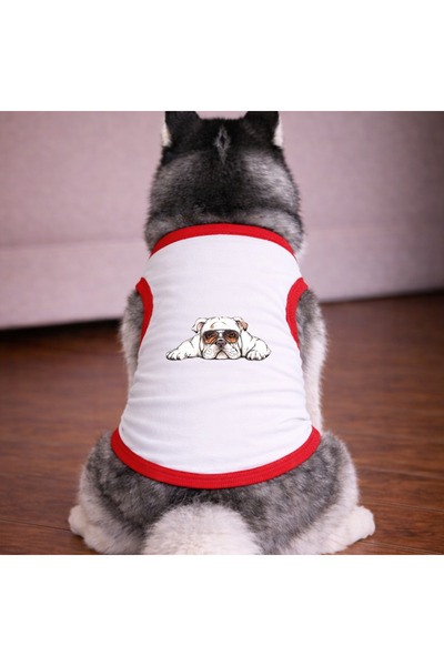 petite pati تي شيرت أبيض اللون للكلاب من نوع Cool Lazy Dog (100% قطن ممشط قطن...