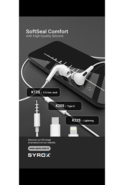 Syrox K20S Type-c Girişli Telefonlara uyumlu İphone 15 Samsung Huwaei Yüksek Kaliteli Kulaklık Earbuds