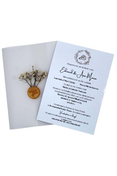 Fabricacucadouri.ro Pachet 50 Invitație de nuntă albă cu sigiliu de ceară „Th...