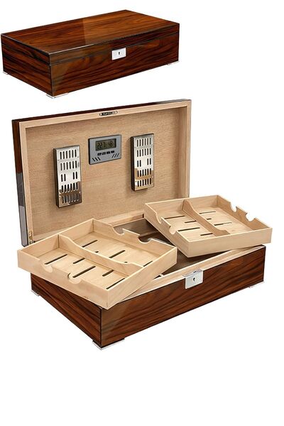 Falconetti İtalyan Sediri 2 Katlı Dev Boy Özel Humidor Puro Kutusu rd78khv