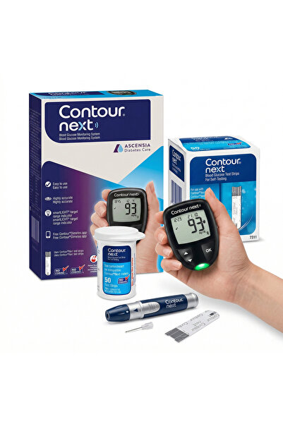 CONTOUR مجموعة جهاز قياس نسبة السكر في الدم + علبة شرائط (50 شريط) كونتر نيكست