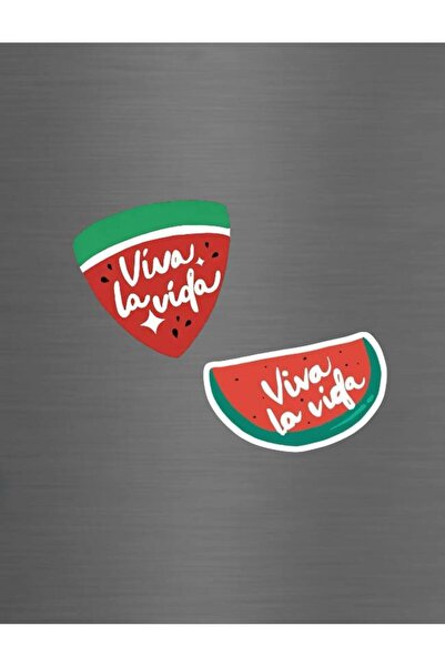 ADA 3D Viva La Vida Yazılı Karpuz Dilimi Kpop Temalı Renkli Süs Buzdolabı Mag...