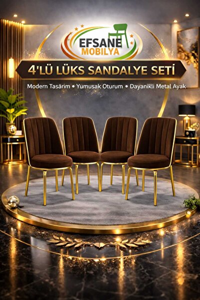 Efsane i.E.G GOLD SANDALYE 4 ADET SALON MUTFAK YEMEK ODASI BAHÇE BALKON OTEL ...