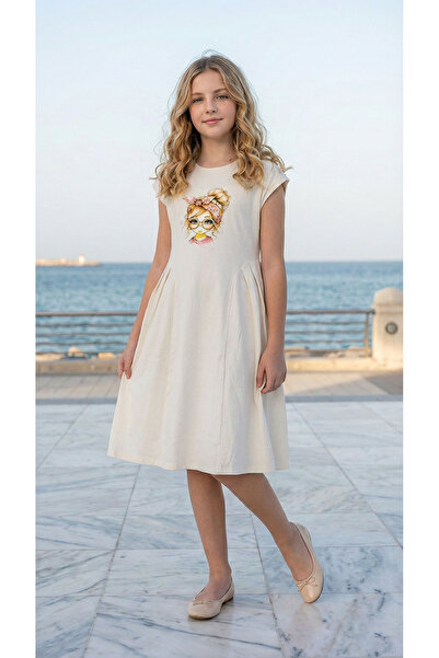 h.kids Girls' casual midi dress with a comfortable design and various cartoon...