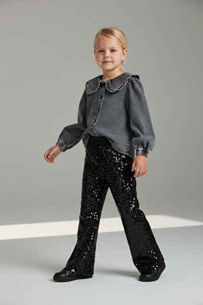 aynuraa Girl's Black Sequined Trouser Suit - Special Occasion / Birthday Comb...