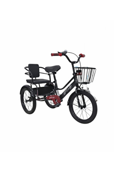 Rally Kids 16-Inch Tricycle with Dual Rear Wheels – Two Seats – Front Basket