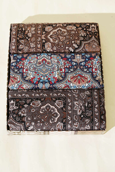 Lavanta Tekstil 3-Piece Ethnic Patterned Stripe Transition Scarf Set Assortment