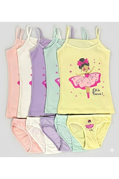 TatlıKids My Boutique Girls' Cotton Piece Tank Top and Bikini Set