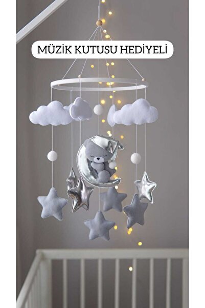TREND METFİQ DECORATİON Müzikli El Yapımı Keçe Bebek Dönencesi Beşik Yanı Süs...