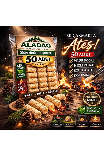 Kendim Premium Doğal Odun Yünü Çıra 50 Adet – Güçlü Alev, Kolay Yakma