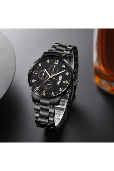 GENERAL Men's watch with black strap and black dial by Liando