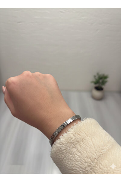 Sâden Collection Minimalist Günlük Kullanım Balıksırtı Çelik Bileklik