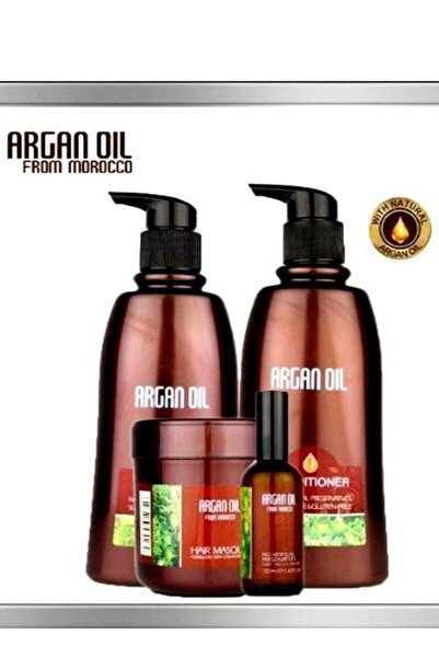 Argan Oil مجموعة أرجان أويل للشعر التالف والجاف شامبو وبلسم 750مل وماسك 500 م...