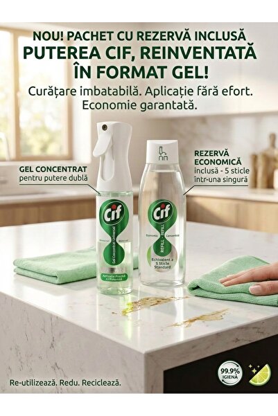 Cif Infinite+Clean Multi-Surface Cleaning Set, Natural Probiotics, Spray 280 ...