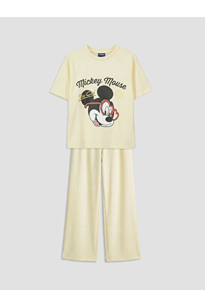 LC Waikiki Tricou și pantaloni de trening pentru fete cu imprimeu Mickey Mous...