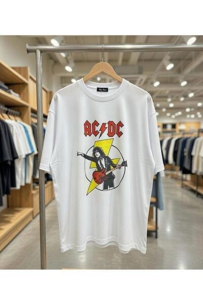 playwear Μπλουζάκι Ac Dc Metallica με στάμπα κιθάρας, 100% βαμβάκι, κανονική ...