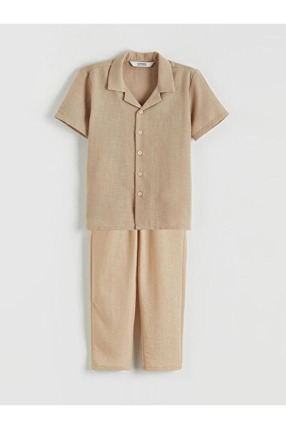 LC Waikiki Lc Waikikibeige Short Sleeve Boys' Shirt and Pants
