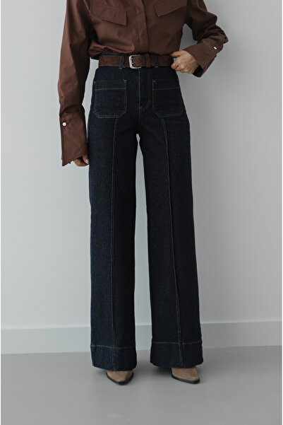 Havoş Dark Navy Blue Seam Detail Front Pocketed Jean