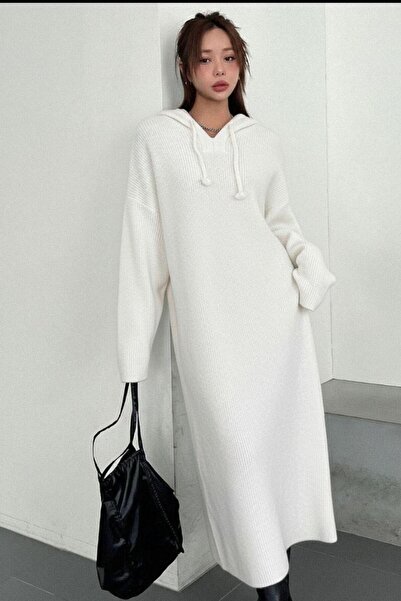 Cockatoo Femei cu glugă țesătură cu model otoman Tricotat moale rochie tricot...