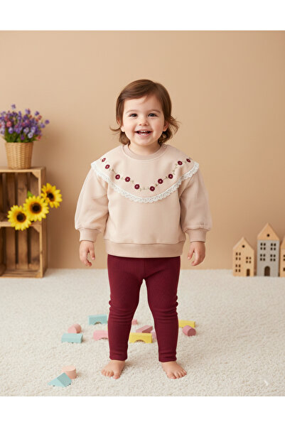 VEGAMOD Eid Seasonal Baby Girl's Set with Tights, Rose Embroidered Dant, Lace...