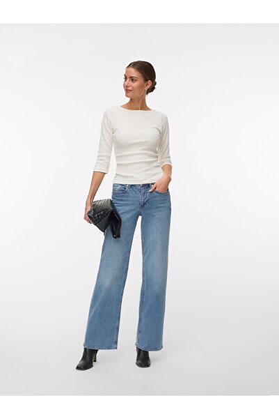 Vero Moda Weit geschnitten VMSANDIE-STRETCH Mid Rise Weiter Beinschnitt Jeans
