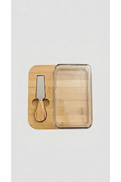 DCA SUPPLY STORE Spatula Bıçaklı Bambu Kapaklı Peynir Saklama Kabı/Şarküteri ...