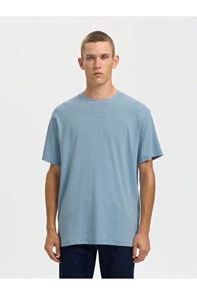 SELECTED T-Shirt Geripptes Baumwoll