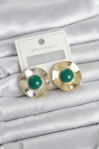 Inure Jewelry Vintage Model Green Gold Color Brass Women's Earrings