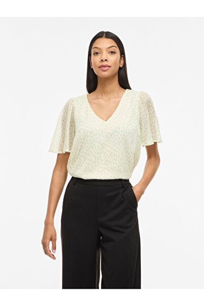 VILA Oberteil mit kurzen Ärmeln VIFALIA V-Ausschnitt