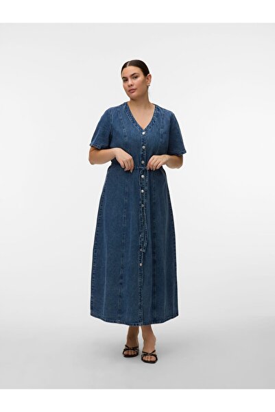 Veromoda Curve Jeanskleid VMCJANINA Langes Kleid