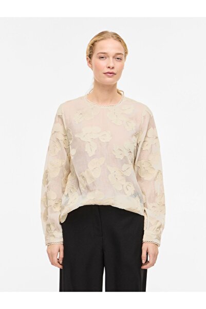 VILA Oberteil mit langen Ärmeln VIEBBA Jacquard