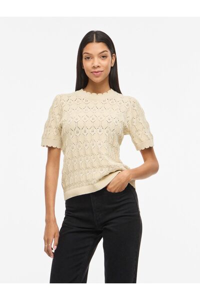 VILA Strickoberteil VILOWEN Kurzärmeliges