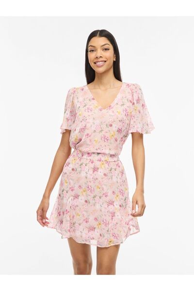 VILA Oberteil mit kurzen Ärmeln VIFALIA V-Ausschnitt