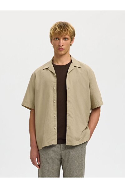 SELECTED Kurzarmhemd Leinenmix