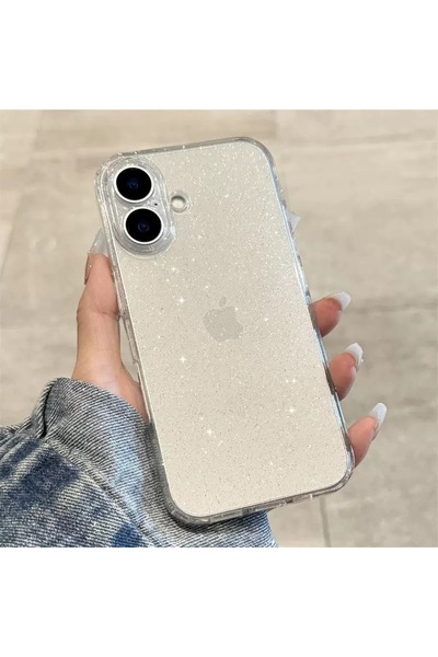 EDELFU iPhone 16 Compatible - Glittery Transparent Soft Cover Silicone Shockp...