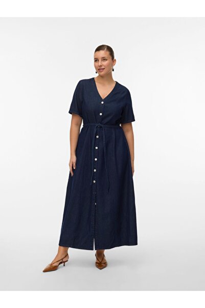 Veromoda Curve Jeanskleid VMCJANINA Langes Kleid