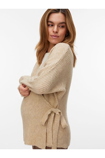 Mama Licious Strickpullover Normal geschnitten V-Ausschnitt Pullover