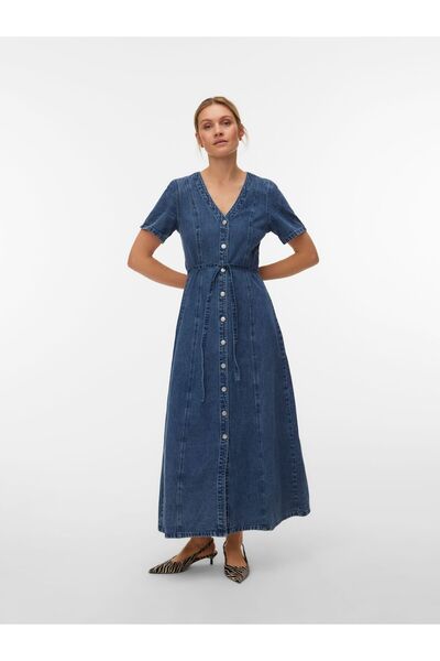 Vero Moda Jeanskleid VMJANINA Langes Kleid